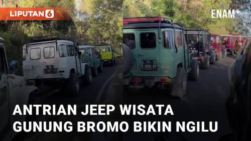 VIDEO: Seperti Kopdar, Antrian Jeep Wisata Gunung Bromo Bikin Ngilu
