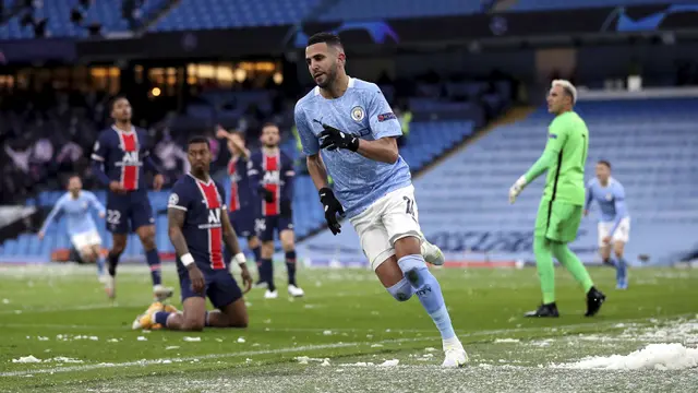 FOTO: Sejarah! Singkirkan PSG, Manchester City Kali Pertama Lolos ke Final Liga Champions - Riyad Mahrez