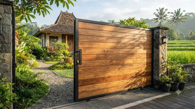 Model Pintu Gerbang Kayu untuk Rumah Pedesaan