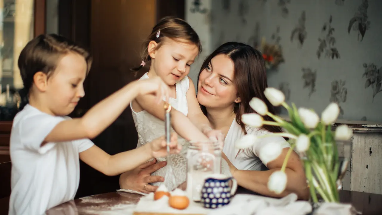 Mom and children