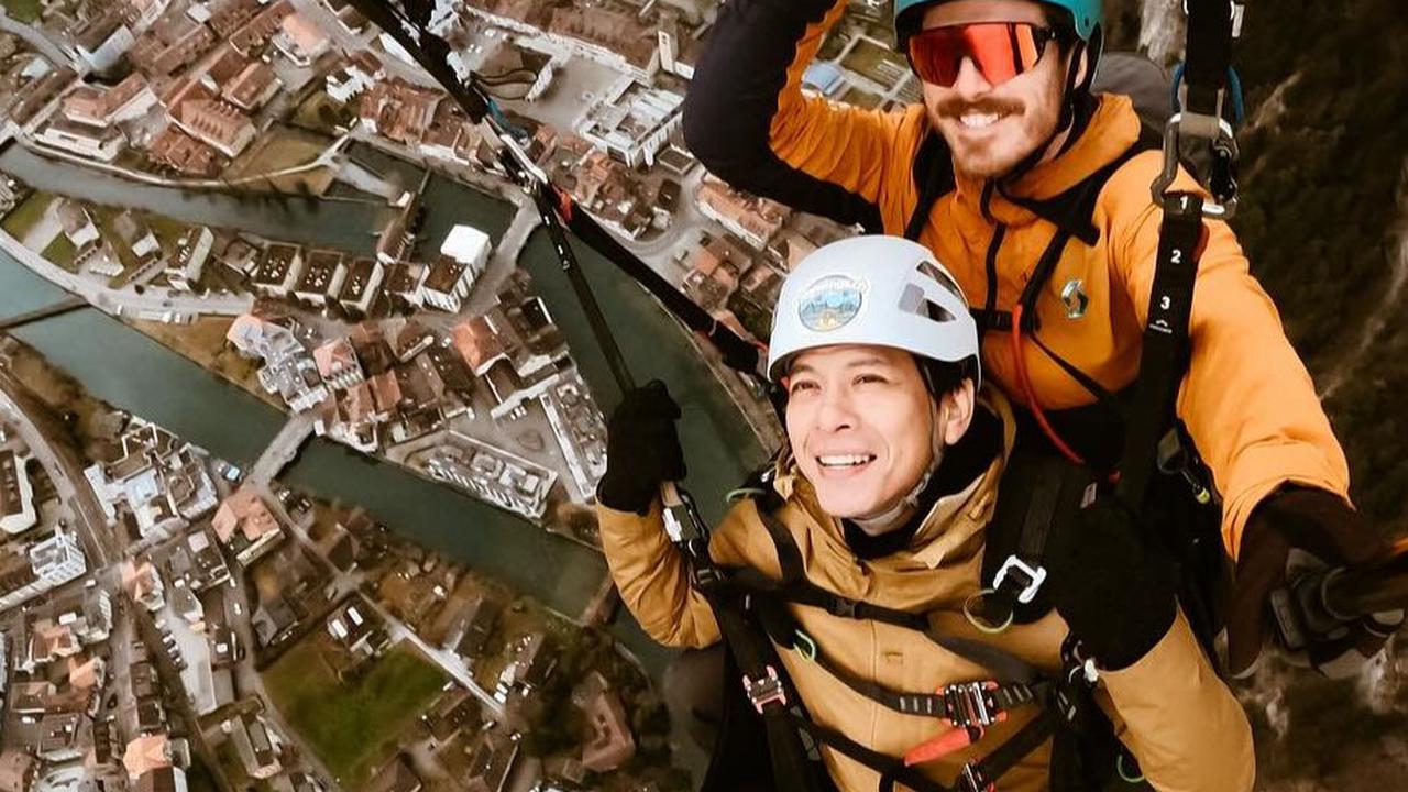 6 Potret Keseruan Ariel Noah saat Jajal Paralayang di Interlaken Swiss, Nikmati Pemandangan Indah dari Ketinggian
