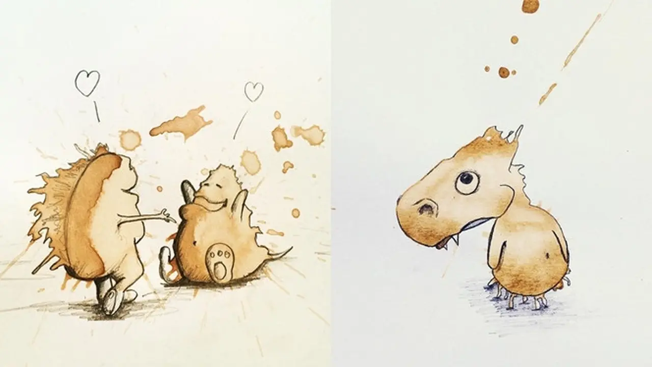 Ciptakan Gambar Unik Dari Sebuah Noda Kopi, 6 Karya Pria Ini Kreatif Banget