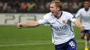 Paul Scholes - Pemain asal Inggris ini hanya memperkuat Manchester United sepanjang kariernya. Scholes telah meraih 25 trofi bersama Setan Merah; termasuk 11 gelar Premier League; dua Piala FA; dan dua trofi Liga Champions. (AFP/Paul Ellis)