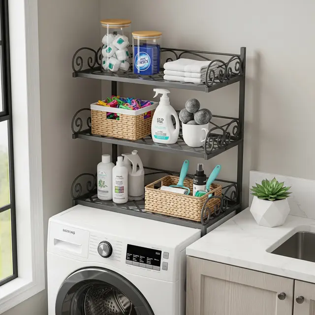 9 Model Rak di Atas Mesin Cuci untuk Menghemat Ruang, Solusi Area Laundry Sempit