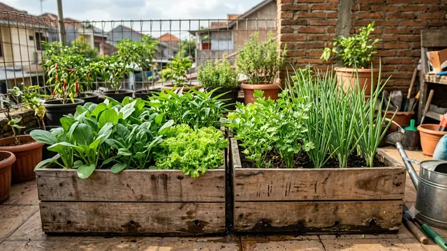 Inspirasi Berkebun Hemat Tanpa Membeli Pot Tanaman Menggunakan Peti Kayu Bekas untuk Menanam Aneka Sayuran