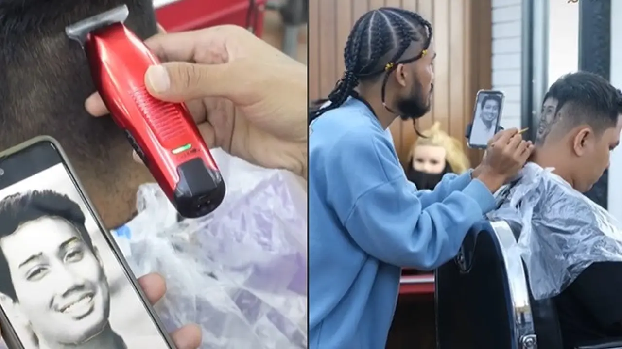 Viral Aksi Tukang Potong Rambut Gambar Wajah Eril Ini Jadi Sorotan
