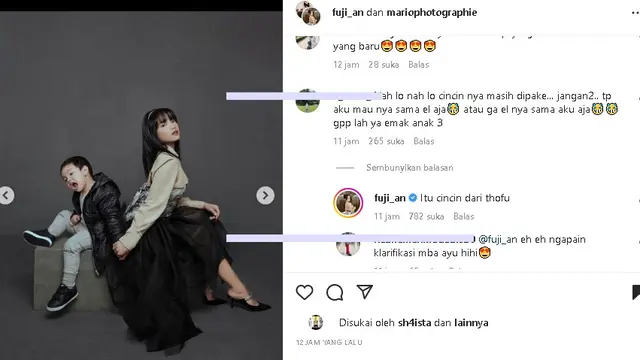 Pose elegan Fuji An dan Gala Sky di photoshoot terbaru (Foto: Instagram @fuji_an/@mariophotographie)