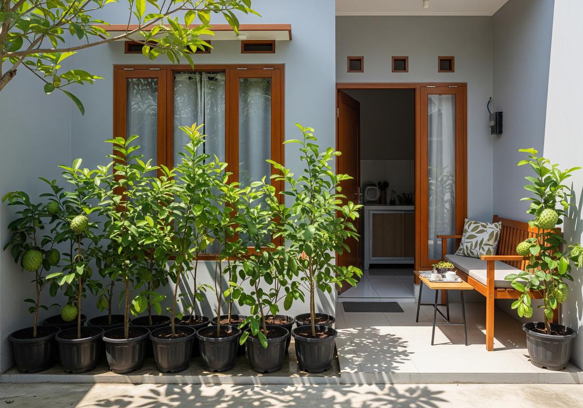 Desain Kebun Buah Tabulampot untuk Rumah Type 27 (Image by Gemini AI)
