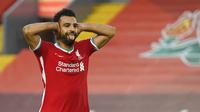 7. Mohamed Salah (Liverpool) - Bintang timnas Mesir ini belum mampu menambah gol nya di Liga Inggris musim ini. Hingga kini mantan pemain Chelsea itu telah membukukan tiga gol. (Shaun Botterill, Pool via AP)