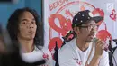 Gitaris band Slank, Ridho memberi keterangan saat jumpa pers di Markas Slank, Jakarta, Selasa (05/09). Slank akan menggelar tur di empat pesantren yang terletak di Ciamis, Brebes, Batang dan Mojokerto. (Liputan6.com/Herman Zakharia)