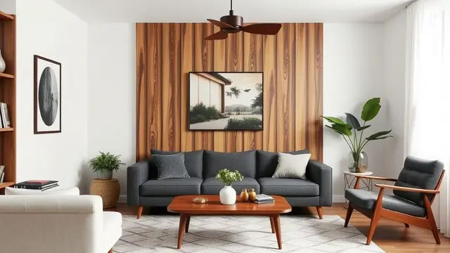 rumah gaya mid-century modern (ilustrasi by qwen.ai)