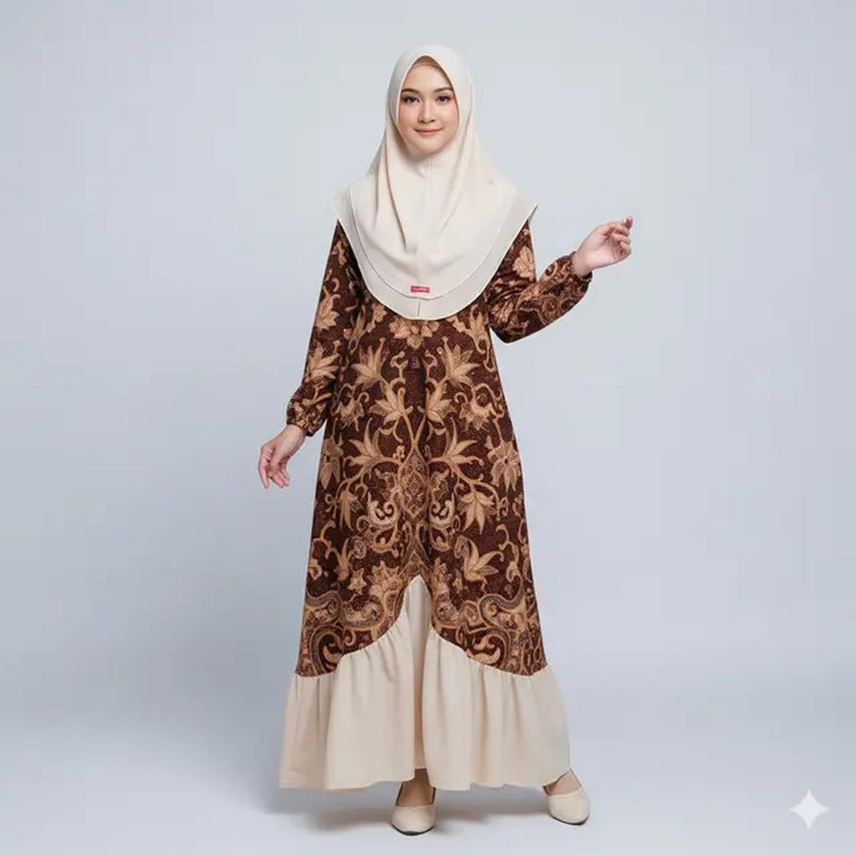 7 Model Gamis Batik Kombinasi Kain Polos Tren 2025, Tampil Anggun dan Modern