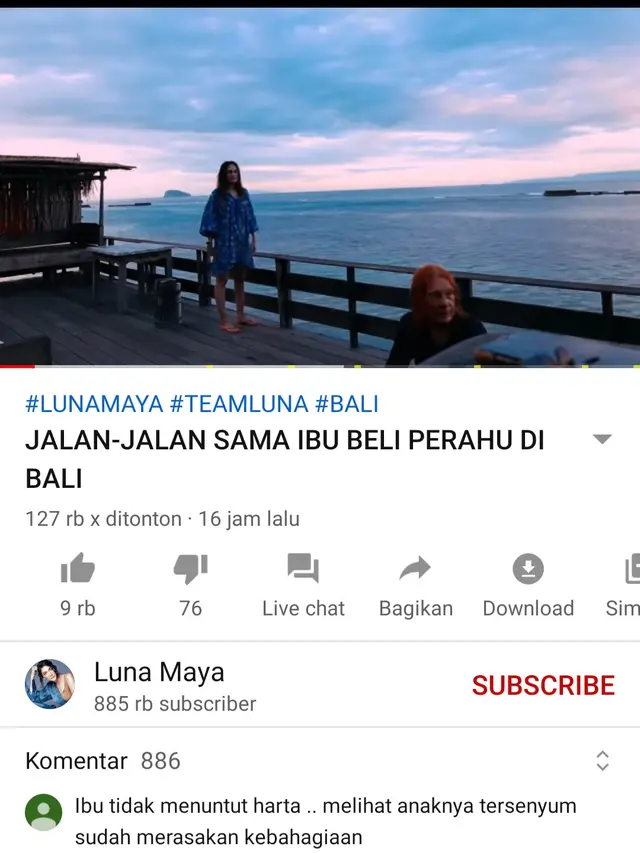 Unggahan Luna Maya. (Foto: YouTube Luna Maya)