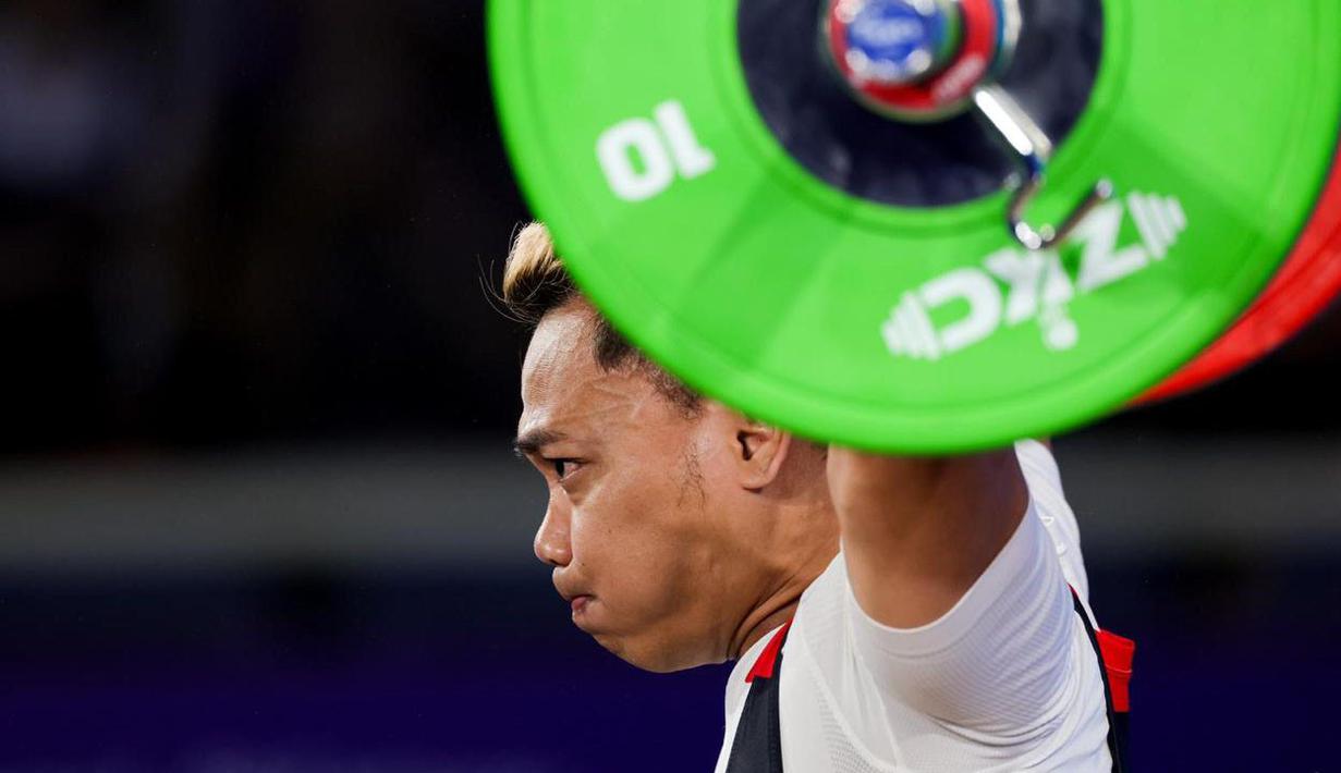 Tampil pada nomor Men's 67kg hari Minggu (01/10/2023), Eko Yuli Irawan hanya membukukan angkatan snatch 145kg. (Dok. NOC Indonesia)