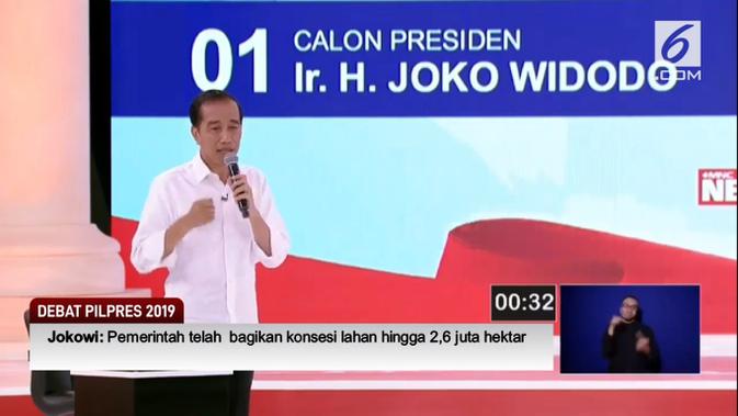 Calon Presiden nomor urut 01 Jokowi dalam debat kedua capres 2019. (Liputan6.com)