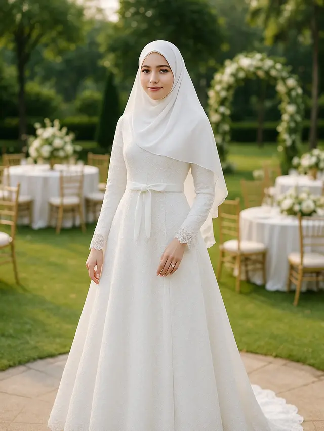 Model Kebaya Islami Bernuansa Putih yang Anggun untuk Akad Pernikahan