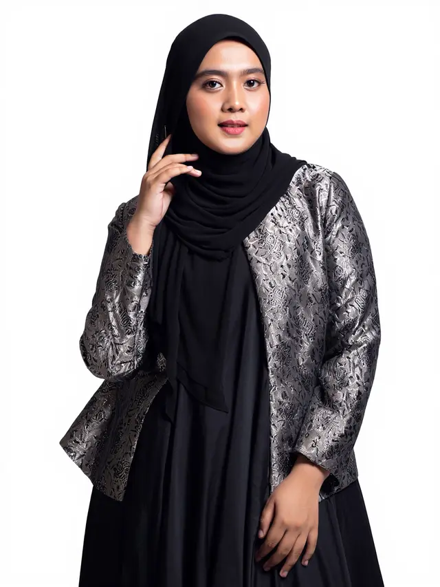 Gamis Kombinasi Outer Brokat Modern