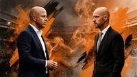 Ilustrasi Arne Slot, Erik ten Hag, calon kandidat pelatih Timnas Belanda. (Foto by Gemini AI)