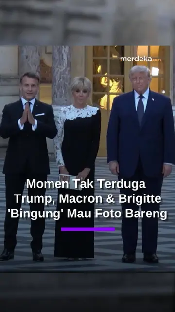 Momen Tak Terduga di Pertemuan Pemimpin Dunia, Trump Macron dan Brigitte 'Bingung' Saat Foto Bareng