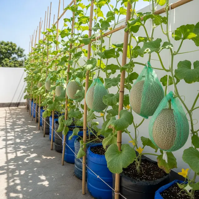 Menanam melon di galon (Gemini AI)
