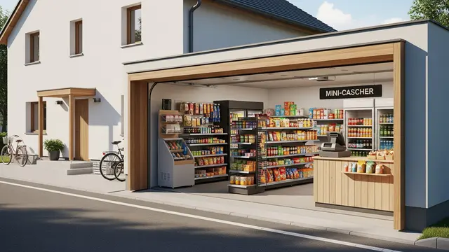 Desain Rumah Minimalis Desa dengan Garasi Multifungsi Jadi Tempat Usaha Kecil (AI)