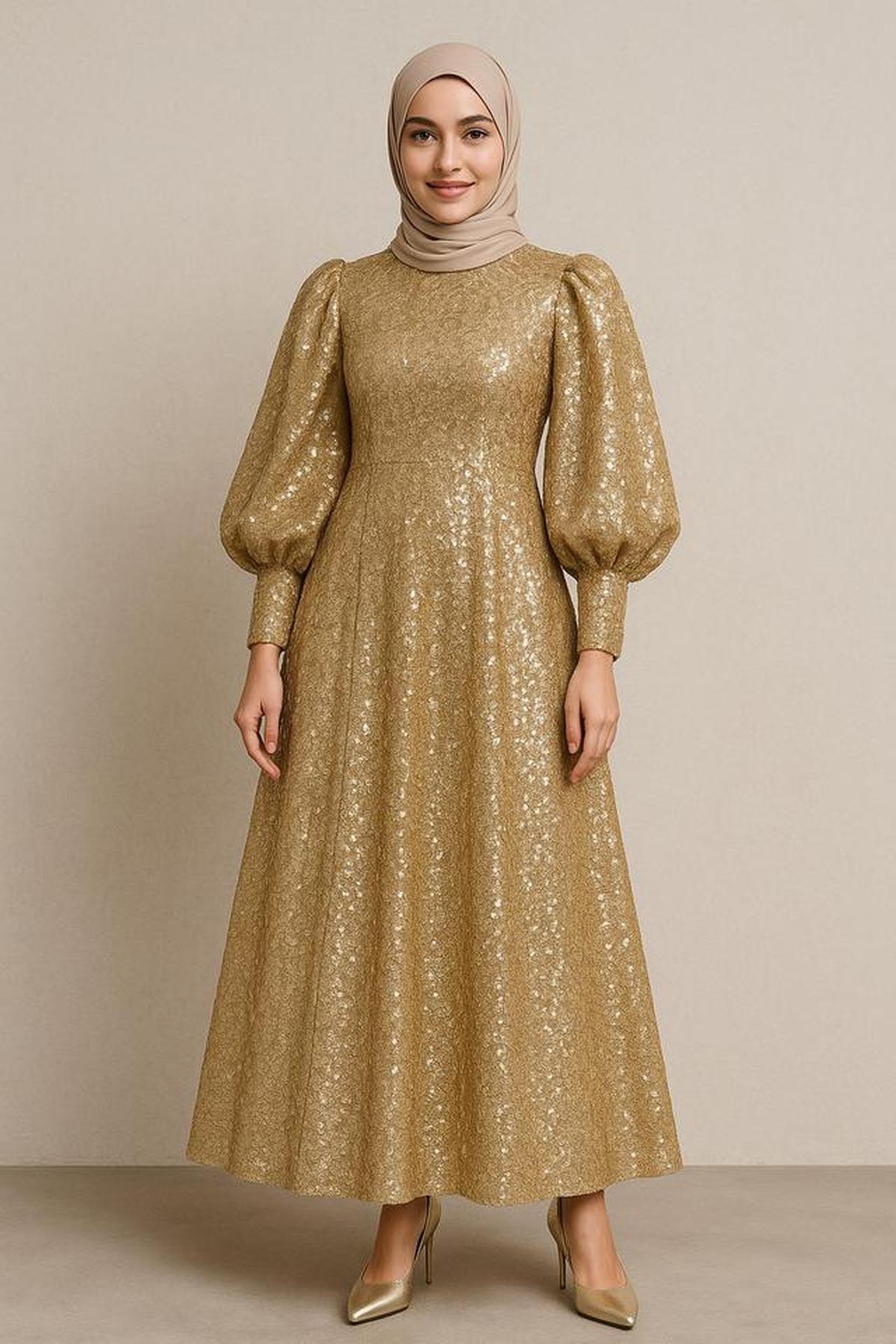7 Model Gamis A-Line Brokat dengan Lengan Balon, Cocok untuk Segala Acara di 2025