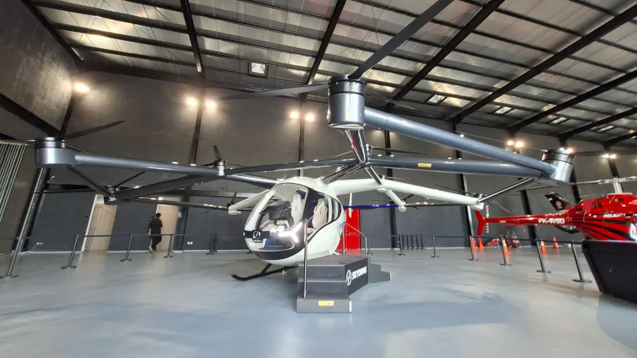 PT Whitesky Aviation mengadakan acara Welcoming The Future of Air Mobility, dengan mengenalkan teknologi eVTOL (Electric Vertical Take-Off and Landing). (Dok Whitesky)