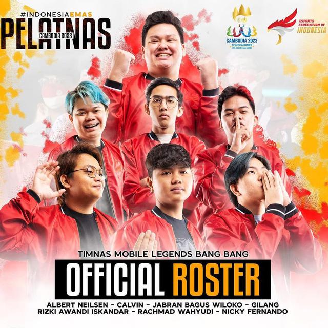 Roster Timnas MLBB Indonesia di SEA Games 2023 Kamboja (Instagram PBESI)