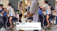 Viral, Perempuan Vietnam Melahirkan di Sepeda Motor
