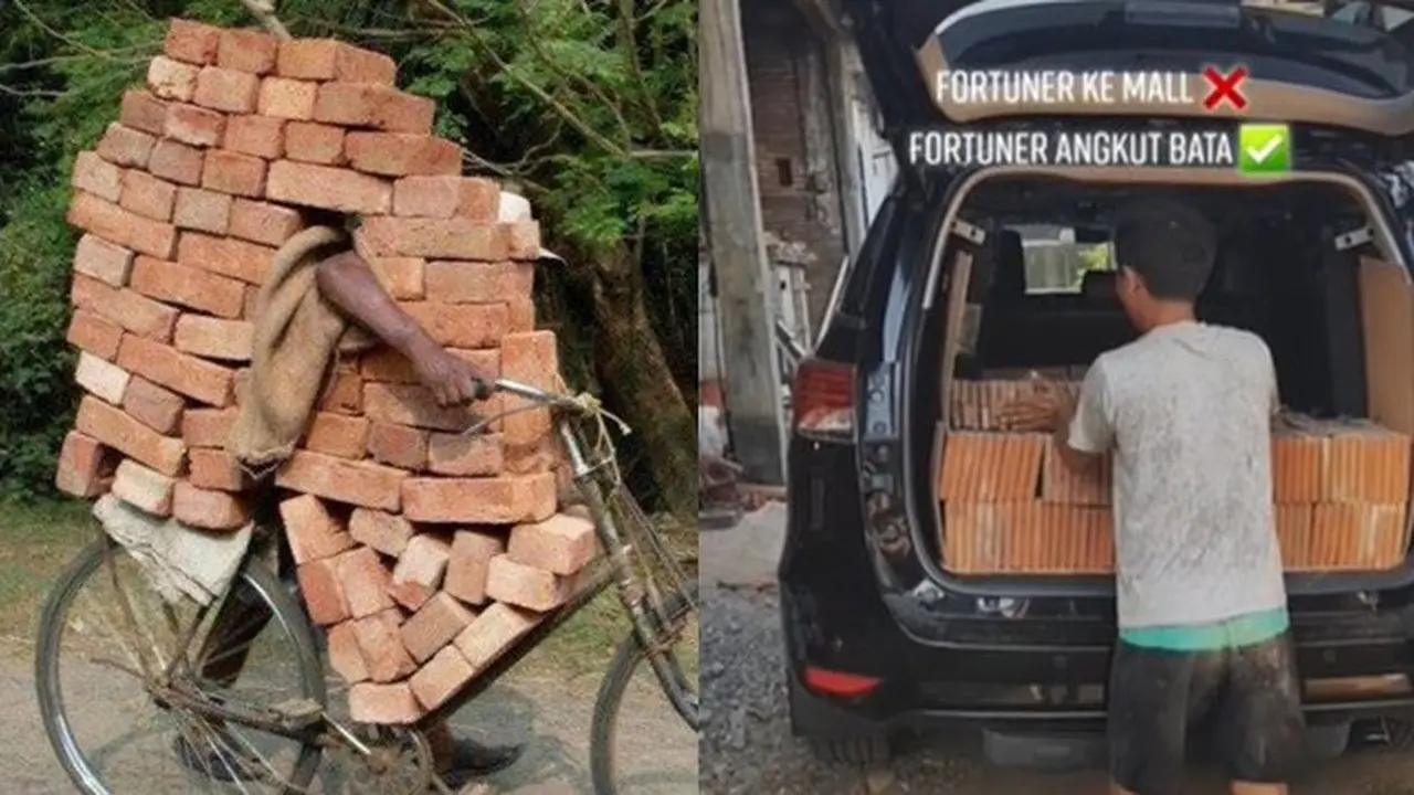 6 Aksi Orang Angkut Batu Bata Ini Bikin Geleng Kepala