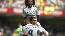 Karim Benzema, Cristiano Ronaldo, Marcello (JOSE JORDAN / AFP)