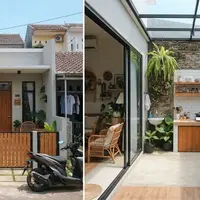 Desain rumah kecil di lahan sempit dengan dapur belakang yang cocok untuk pengantin baru. (AI generated)