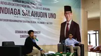 Sandiaga Uno saat menghadiri seminar milenial di Universitas Muhammadiyah Palembang, Sumatera Selatan (Liputan6.com / Nefri Inge)