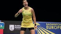 Carolina Marin dianggap sebagai figur bersejarah bagi Spanyol setelah menjuarai Kejuaraan Eropa 2017, Minggu (30/4/2017). (Tribune de Salamanca)