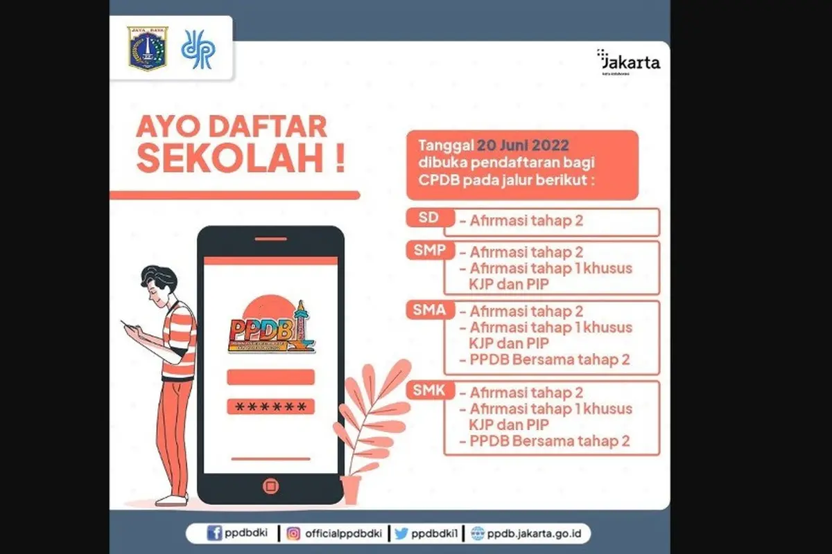 Pendaftaran serta proses seleksi Penerimaan Peserta Didik Baru Online Sekolah Menengah Pertama (SMP) DKI Jakarta atau PPDB Online SMP DKI Jakarta sudah mulai dibuka