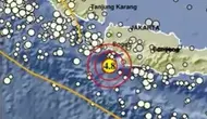 Gempa Magnitudo 4,8 menggetarkan wilayah Bayah Banten, Selasa (16/4/2024), pukul 10.18.22 WIB. (Liputan6.com/ Dok BMKG)