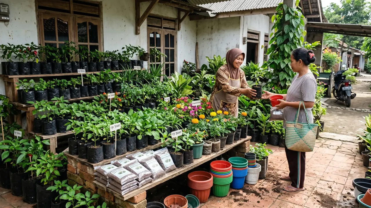 Kombinasi 3 Usaha di Teras Rumah Desa untuk IRT (Foto: Gemini AI)