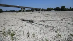 Pemandangan umum menunjukkan dasar sungai Po yang mengering di Boretto, timur laut Parma, pada Rabu (15/6/2022). Menurut pengamat sungai, kekeringan yang mempengaruhi sungai terbesar di Italia, Po adalah yang terburuk dalam 70 tahun terakhir. (Piero CRUCIATTI / AFP)