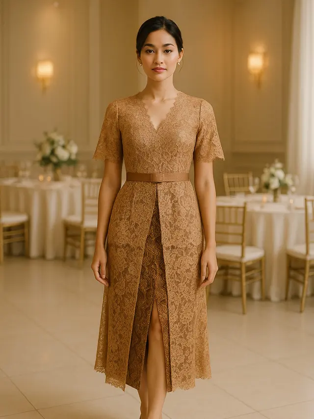 Dress Batik Layer Belah Tengah untuk Acara Formal
