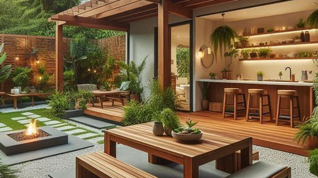 Desain Dapur Terbuka dengan Taman di Belakang Rumah, Fungsional, Estetik dan Asri