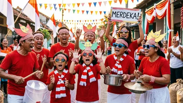 Ide Yel-Yel Kelompok untuk Lomba 17 Agustus yang Lucu dan Mudah Diingat (AI Generated)