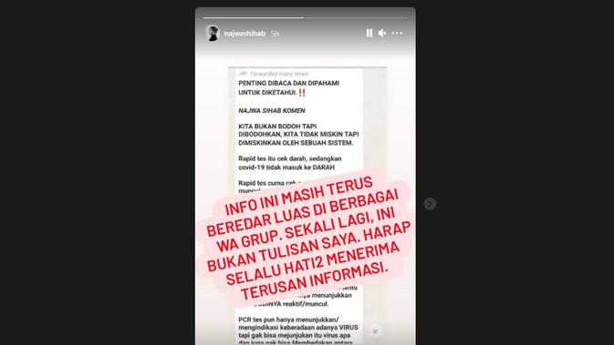 Cek Fakta Liputan6.com menelurusi klaim tulisan Najwa Shihab tentang rapid tes dan PCR