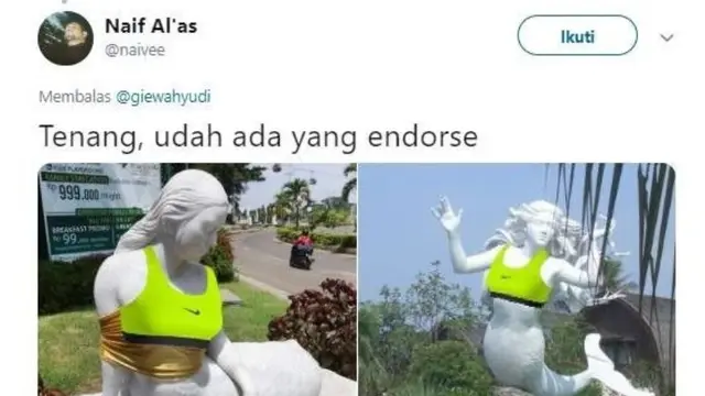 Meme Kocak Protes Patung Putri Duyung Ancol Ditutupi Kain