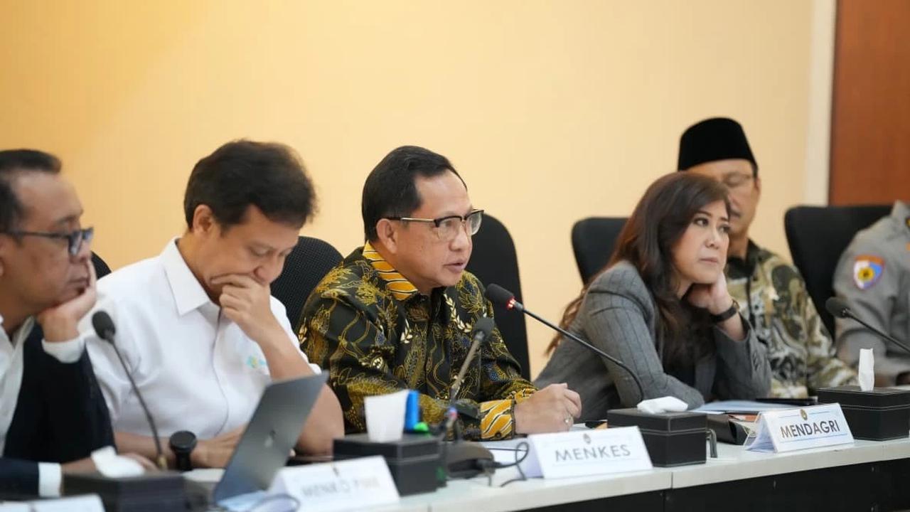 Mendagri saat Rakor Tingkat Menteri Sinkronisasi Koordinasi dan Pengendalian (SKP) Pencegahan dan Penanganan Masalah Kesehatan Jiwa pada Anak dan Remaja.