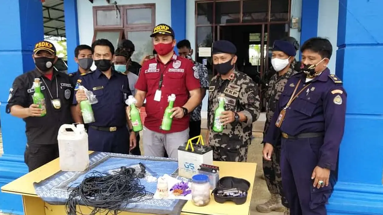 KKP kembali menangkap 4 orang pelaku bom ikan buronan Petugas Pengawas Perikanan Morowali pada Sabtu, 6 Februari 2021 pukul 13.00 WITA. (Dok KKP)