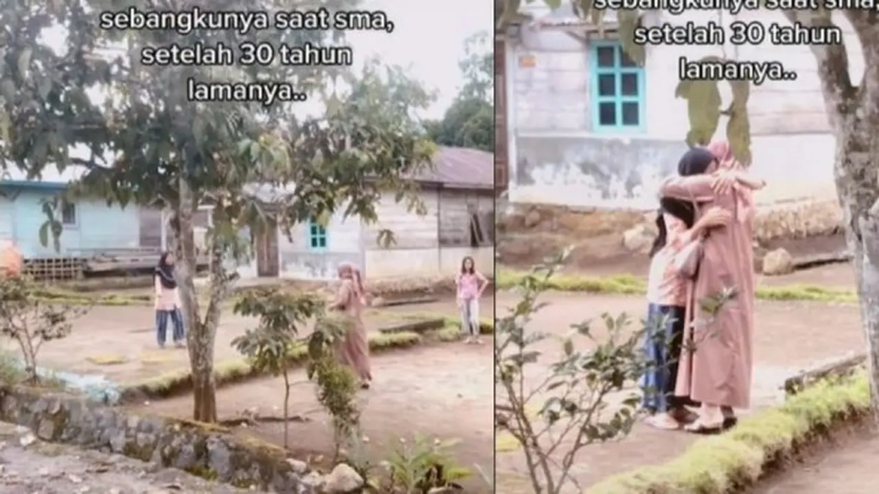 30 Tahun Terpisah, Momen Pertemuan Wanita dengan Teman Sebangkunya Ini Bikin Haru