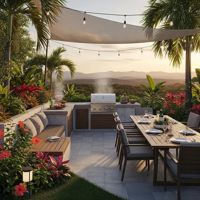 Membuat Area BBQ Menyatu dengan Kebun (AI Generated)
