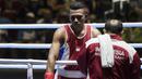 Petinju Indonesia, Brama Betaubun, usai melawan petinju Taiwan, Chia-Wei Kan, pada Invitation Tournament Asian Games di JiExpo Kemayoran, Jakarta, Senin (12/2/2018). Petinju Indonesia kalah 1-4 dari petinju Taiwan. (Bola.com/Vitalis Yogi Trisna)