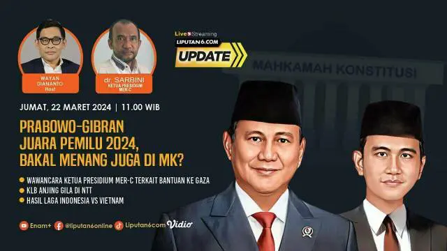 Pemenang Pemilu Legislatif (Pileg) dan Pemilihan Umum Presiden dan Wakil Presiden (Pilpres) 2024 diumumkan Komisi Pemilihan Umum atau KPU. Usai menggelar rapat pleno terbuka rekapitulasi hasil penghitungan suara tingkat nasional dan luar negeri, KPU ...