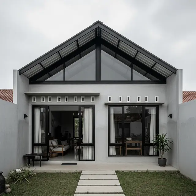 9 Model Rumah Minimalis 1 Lantai dengan Atap Tinggi dan Jendela Besar, Fungsionalitas dan Estetika Modern